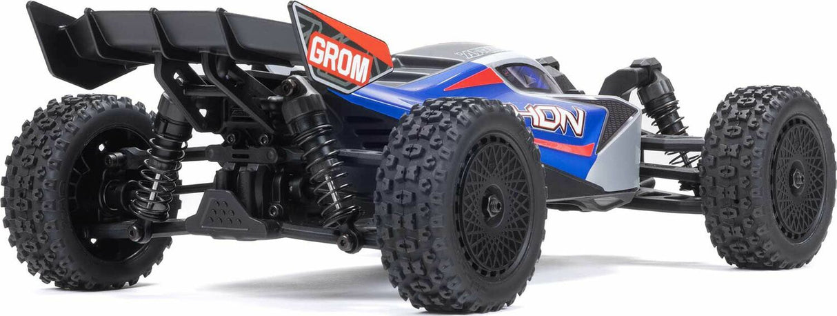 TYPHON GROM MEGA 380 Brushed 4X4 Small Scale Buggy RTR with Battery & Charger, Blue/Silver