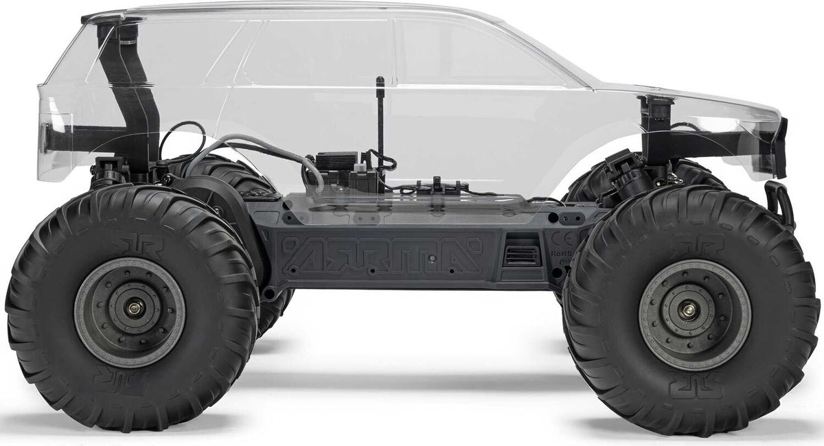 1/10 GORGON 2WD RTA Kit Brushed Monster Truck (Battery & Charger Included), Clear