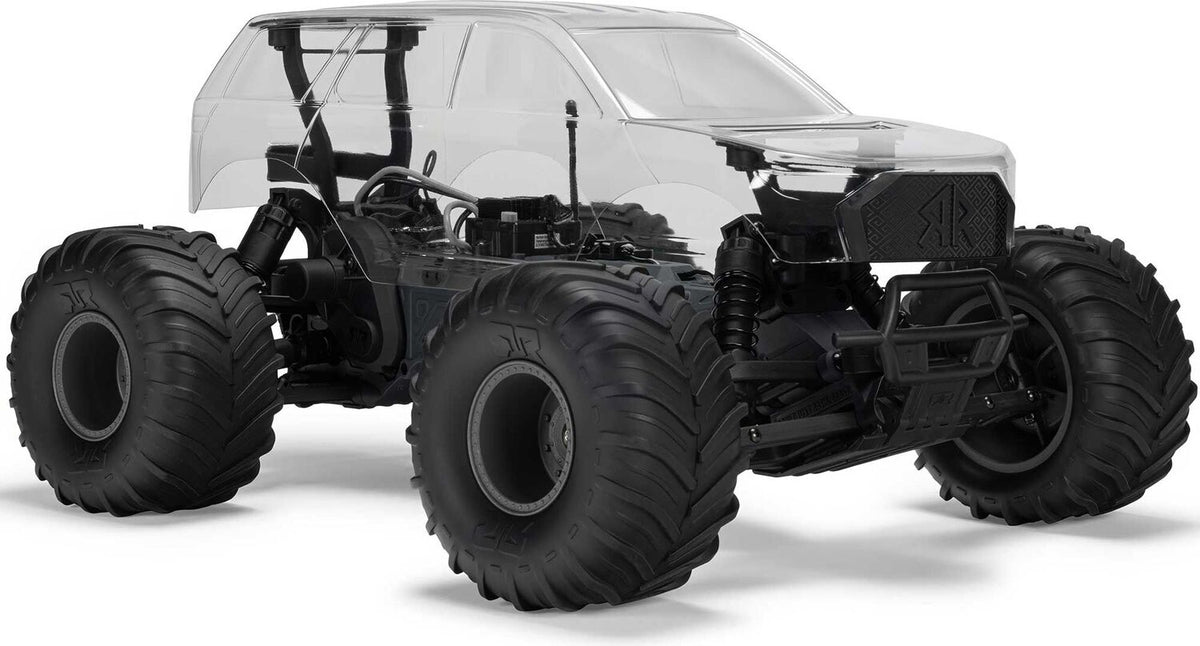 1/10 GORGON 2WD RTA Kit Brushed Monster Truck (Battery & Charger Included), Clear