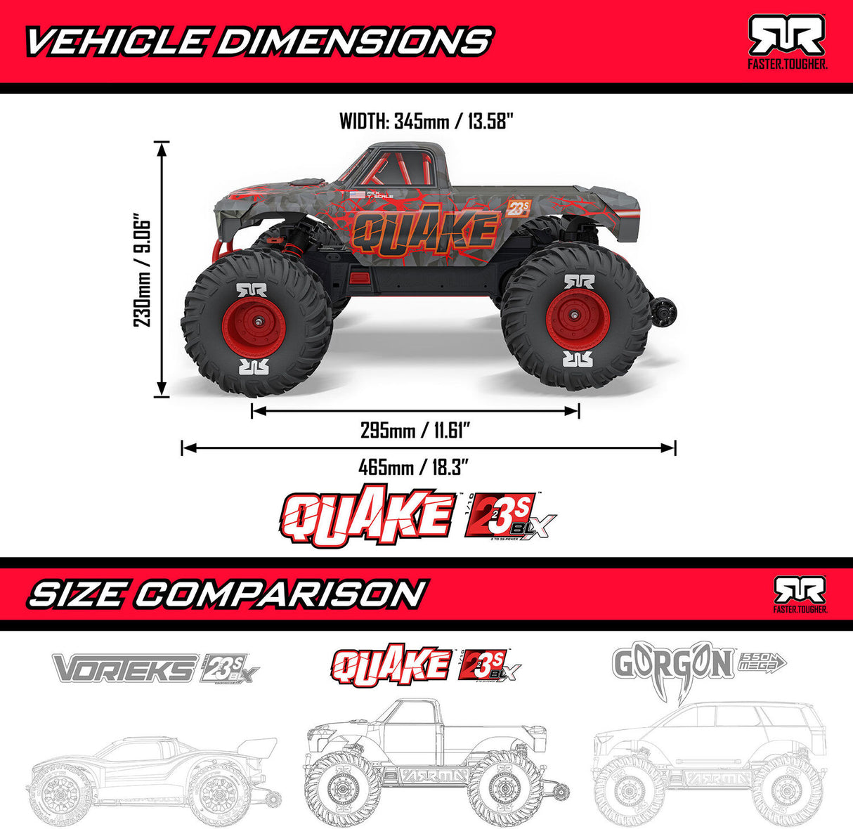 1/10 QUAKE 223S DSC 2WD RTR Brushless Monster Truck, Purple