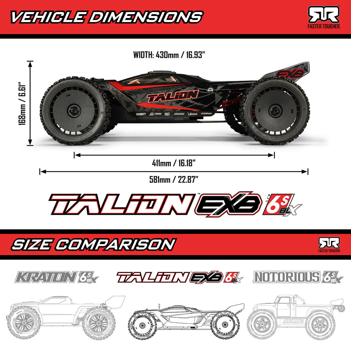 1/7 TALION 6S EXB 4X4 RTR Brushless Speed Truck, Black