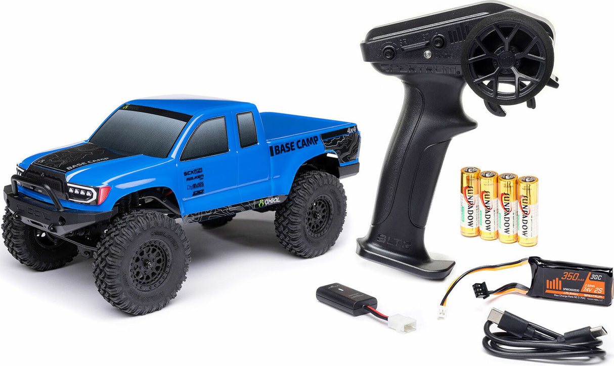 1/24 SCX24 Base Camp 4WD Rock Crawler Brushed RTR with Battery & Charger, Blue