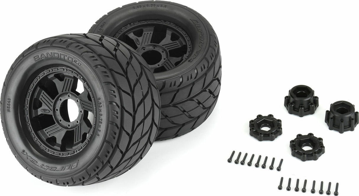 1/8 Bandito 2.0 F/R 3.8" MT Tires Mounted 12mm/14mm Black Ripper (2)