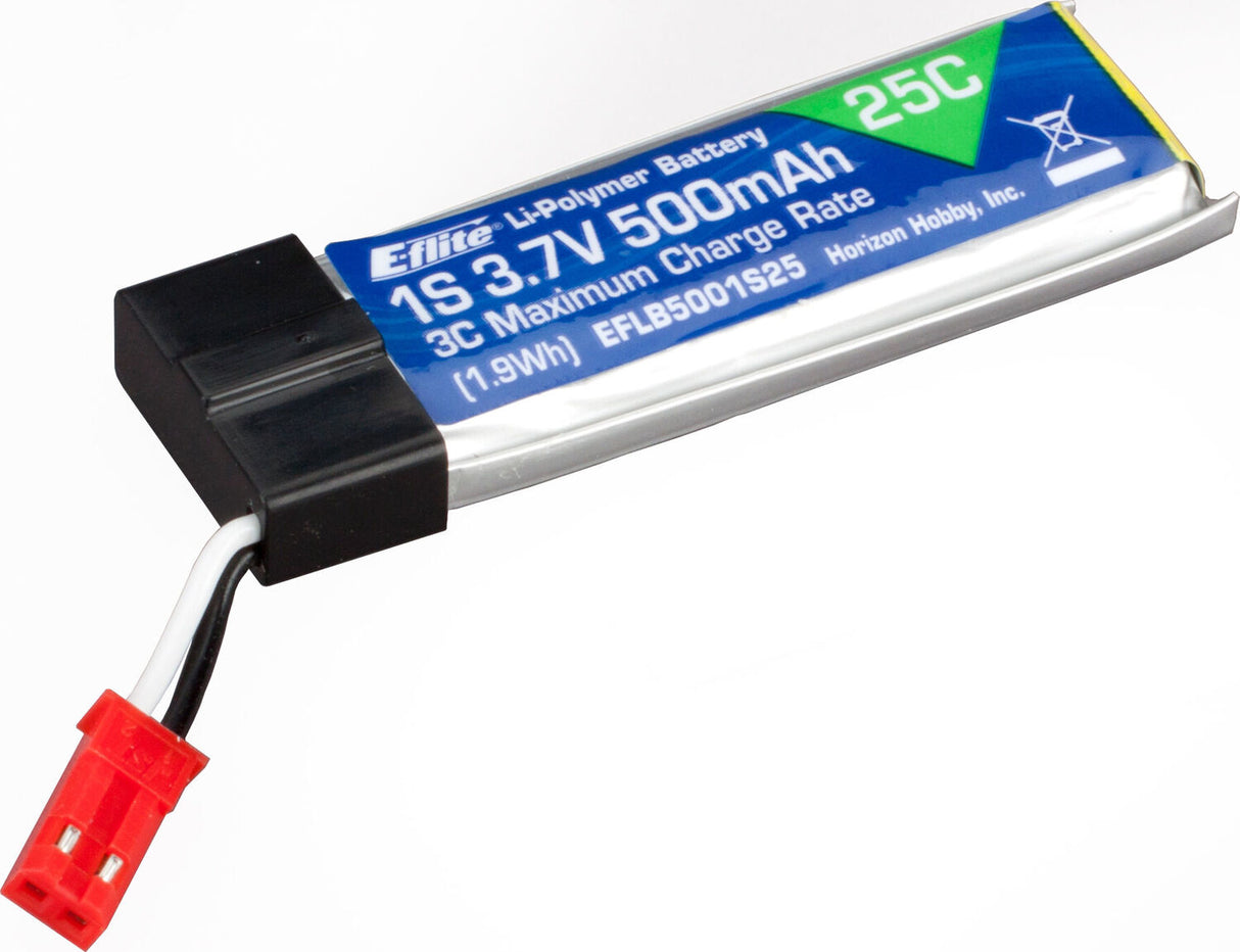 3.7V 500mAh 1S 25C LiPo Battery: JST
