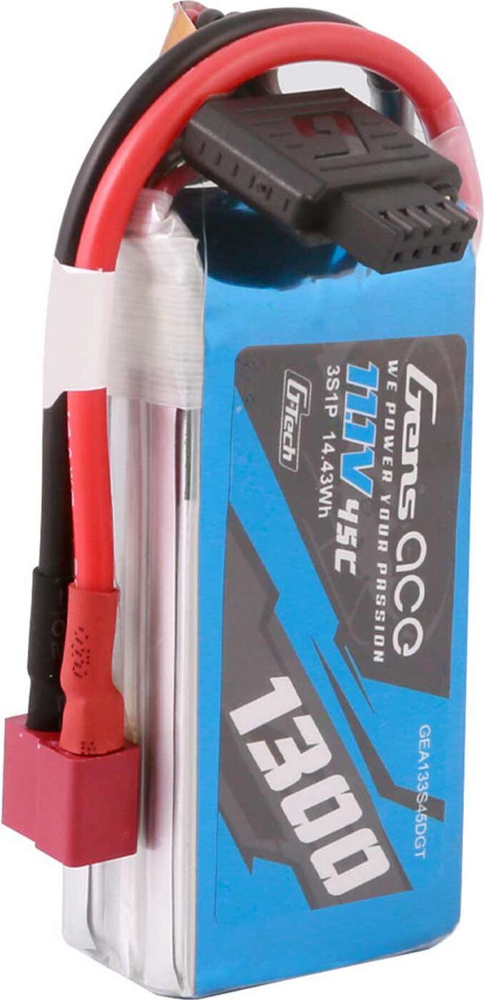 11.1V 1300mAh 3S 45C G-Tech LiPo Battery: Deans