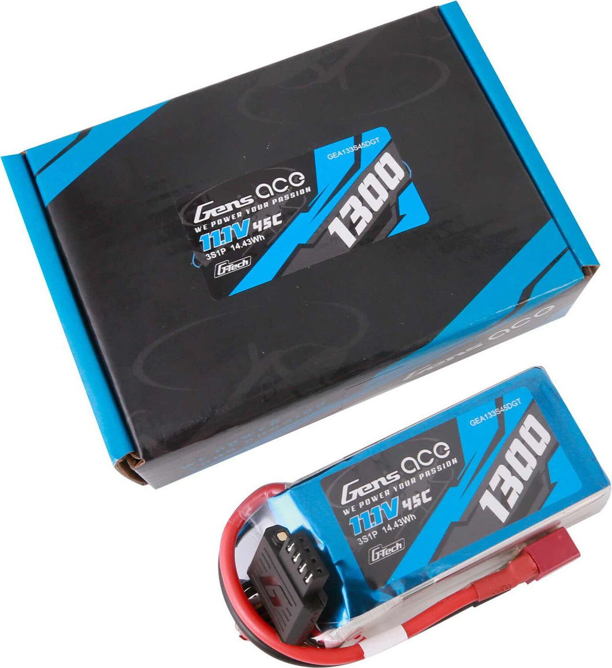 11.1V 1300mAh 3S 45C G-Tech LiPo Battery: Deans
