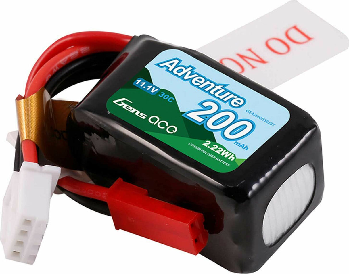 Gens ace 200mAh 3S 11.1V 30C Lipo Battery Pack with JST Plug