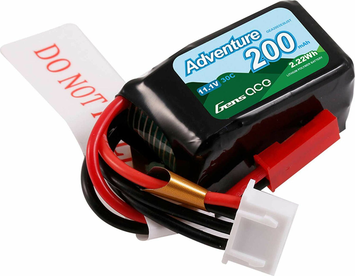 Gens ace 200mAh 3S 11.1V 30C Lipo Battery Pack with JST Plug