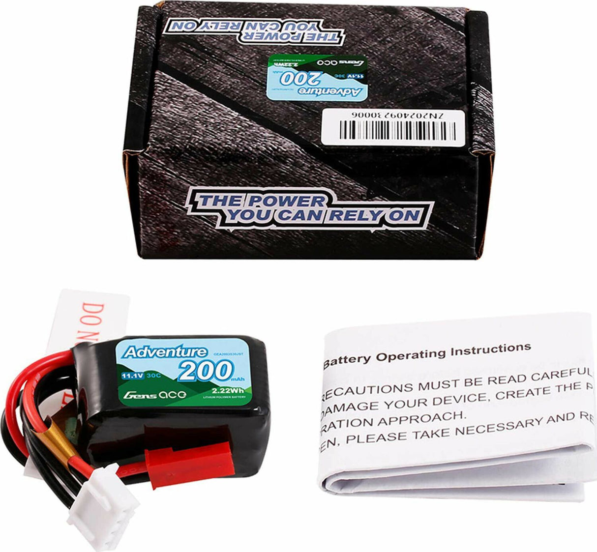 Gens ace 200mAh 3S 11.1V 30C Lipo Battery Pack with JST Plug