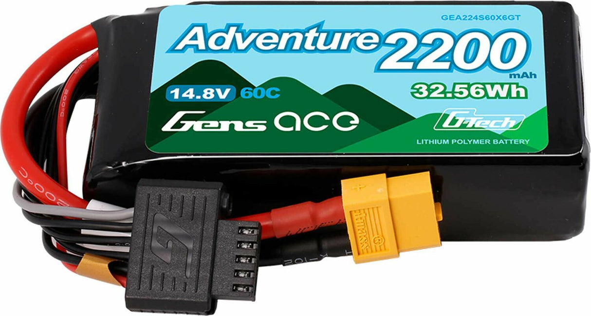 Gens ace 2200mAh 4S 60C 14.8 V G-Tech Adventure Lipo Battery Pack with XT60 Plug