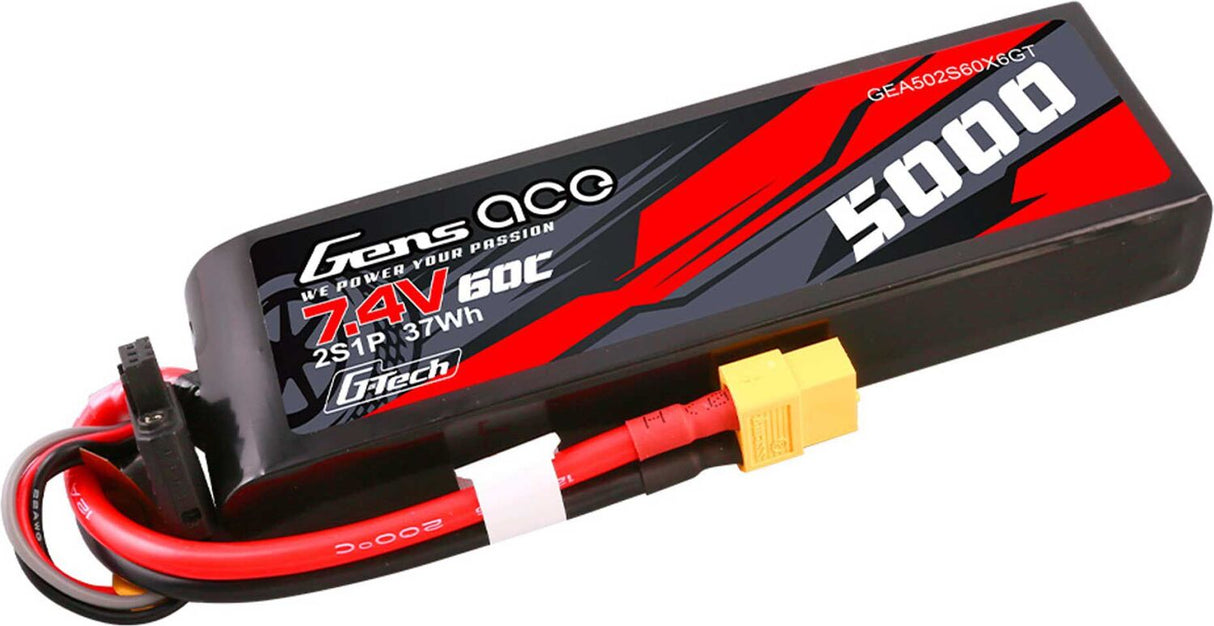 7.4V 5000mAh 2S 60C G-Tech LiPo Battery: XT60