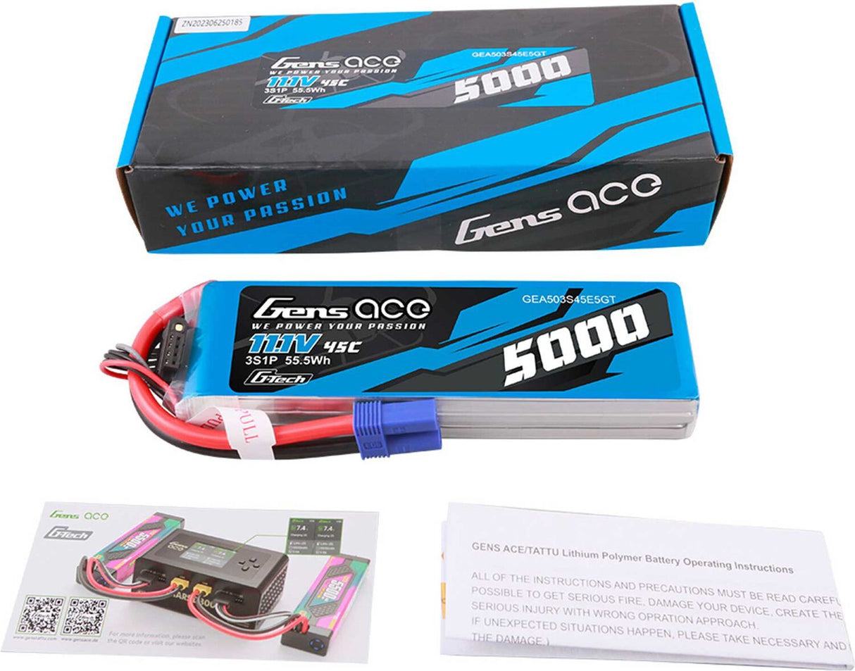 11.1V 5000mAh 3S 45C G-Tech LiPo Battery: EC5