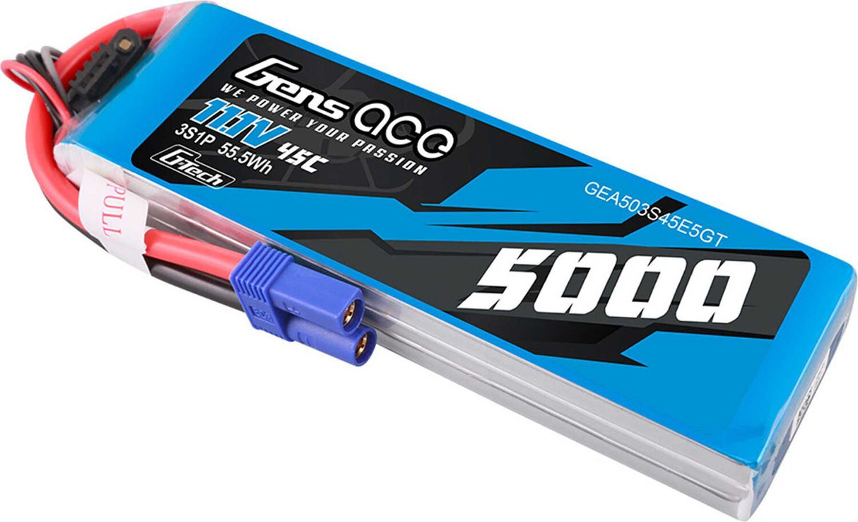 11.1V 5000mAh 3S 45C G-Tech LiPo Battery: EC5