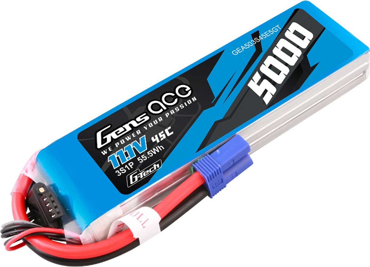 11.1V 5000mAh 3S 45C G-Tech LiPo Battery: EC5