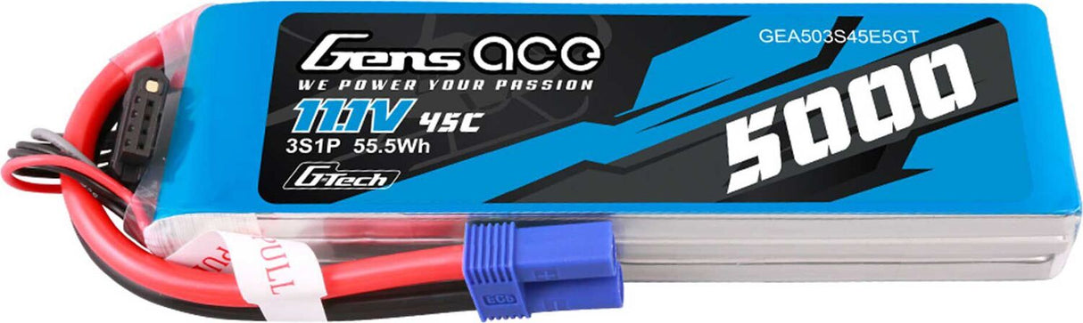 11.1V 5000mAh 3S 45C G-Tech LiPo Battery: EC5