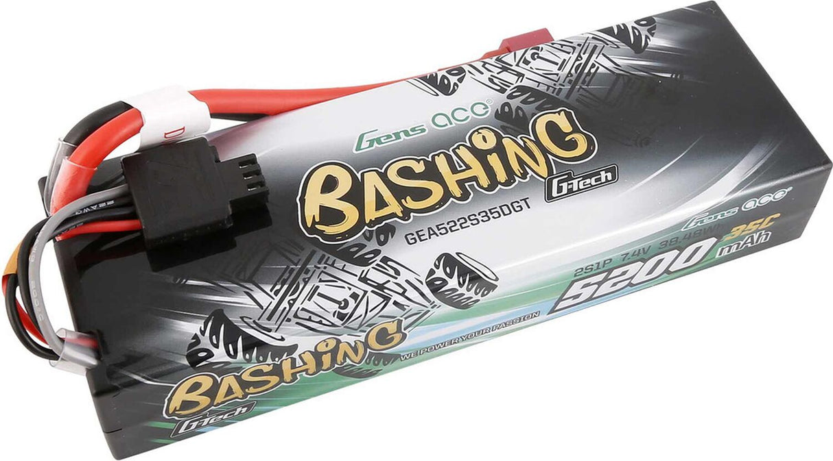 7.4V 5200mAh 2S 35C G-Tech Smart Bashing Hardcase LiPo Battery: Deans