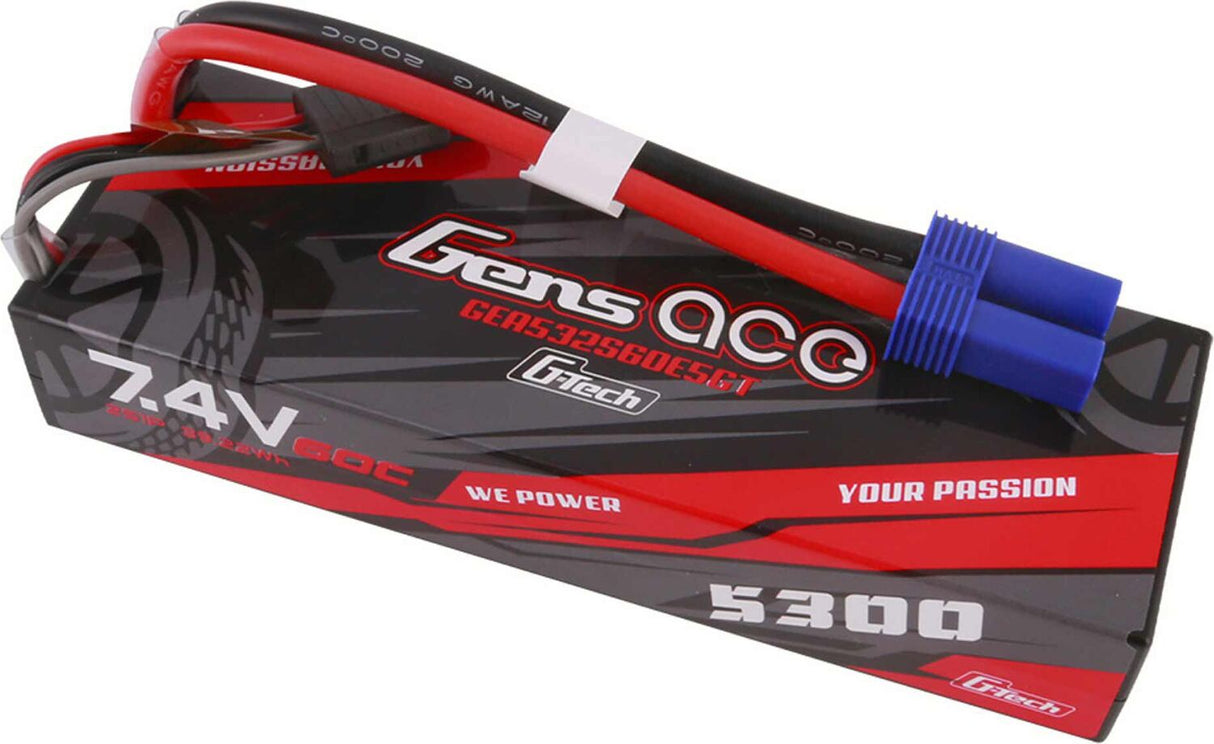 7.4V 5300mAh 2S 60C G-Tech Hardcase LiPo Battery: EC5