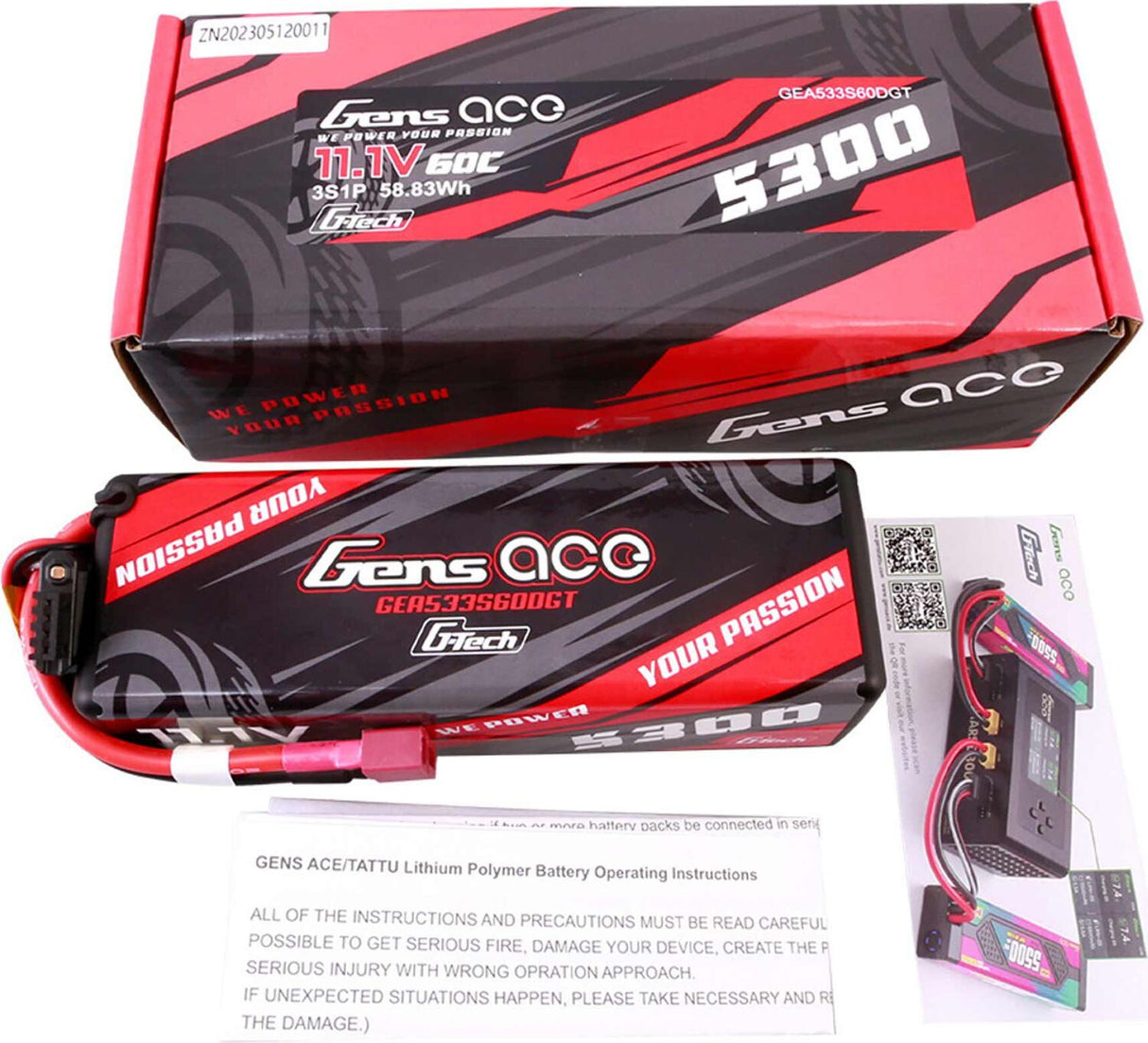 11.1V 5300mAh 3S 60C G-Tech Hardcase LiPo Battery: Deans