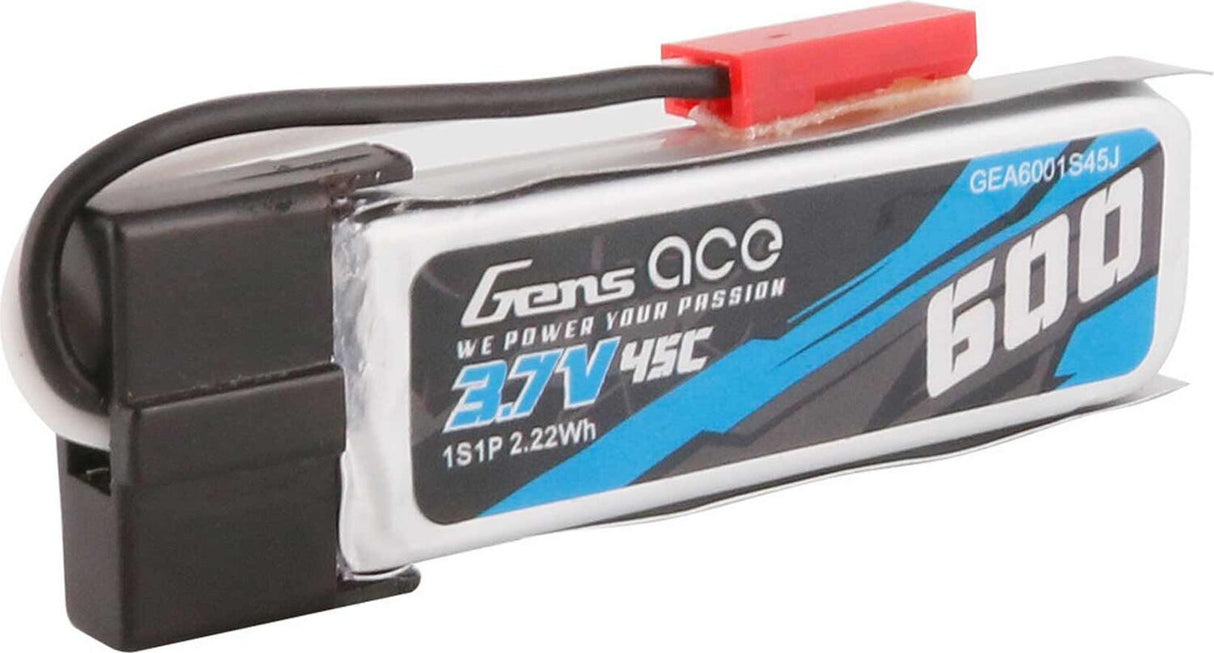 3.7V 600mAh 1S 45C LiPo Battery: JST-RCY