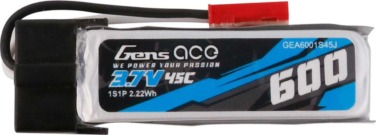 3.7V 600mAh 1S 45C LiPo Battery: JST-RCY