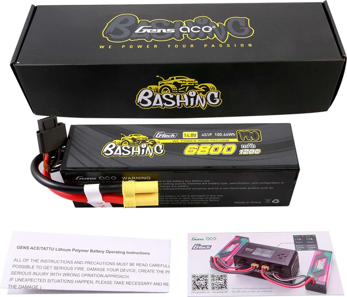 14.8V 6800mAh 4S 120C G-Tech Smart Bashing Hardcase LiPo Battery: EC5
