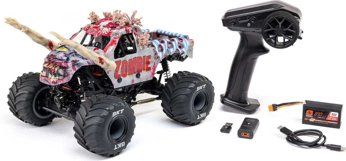 1/18 Mini LMT Zombie 2S 4X4 RTR Brushed Monster Truck (Battery & Charger Included), Red