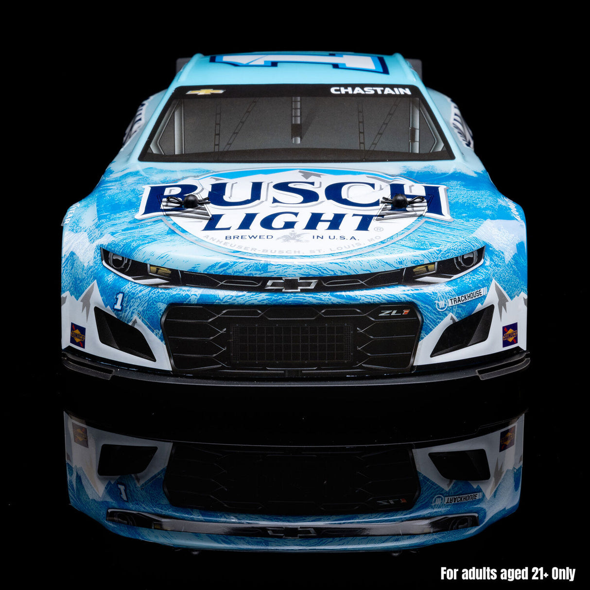 1/12 NASCAR RC Race Car Ross Chastain No. 1 2025 Busch Light Chevrolet ZL1 2S AWD RTR Brushed On-Road (Battery & Charger Included), Blue