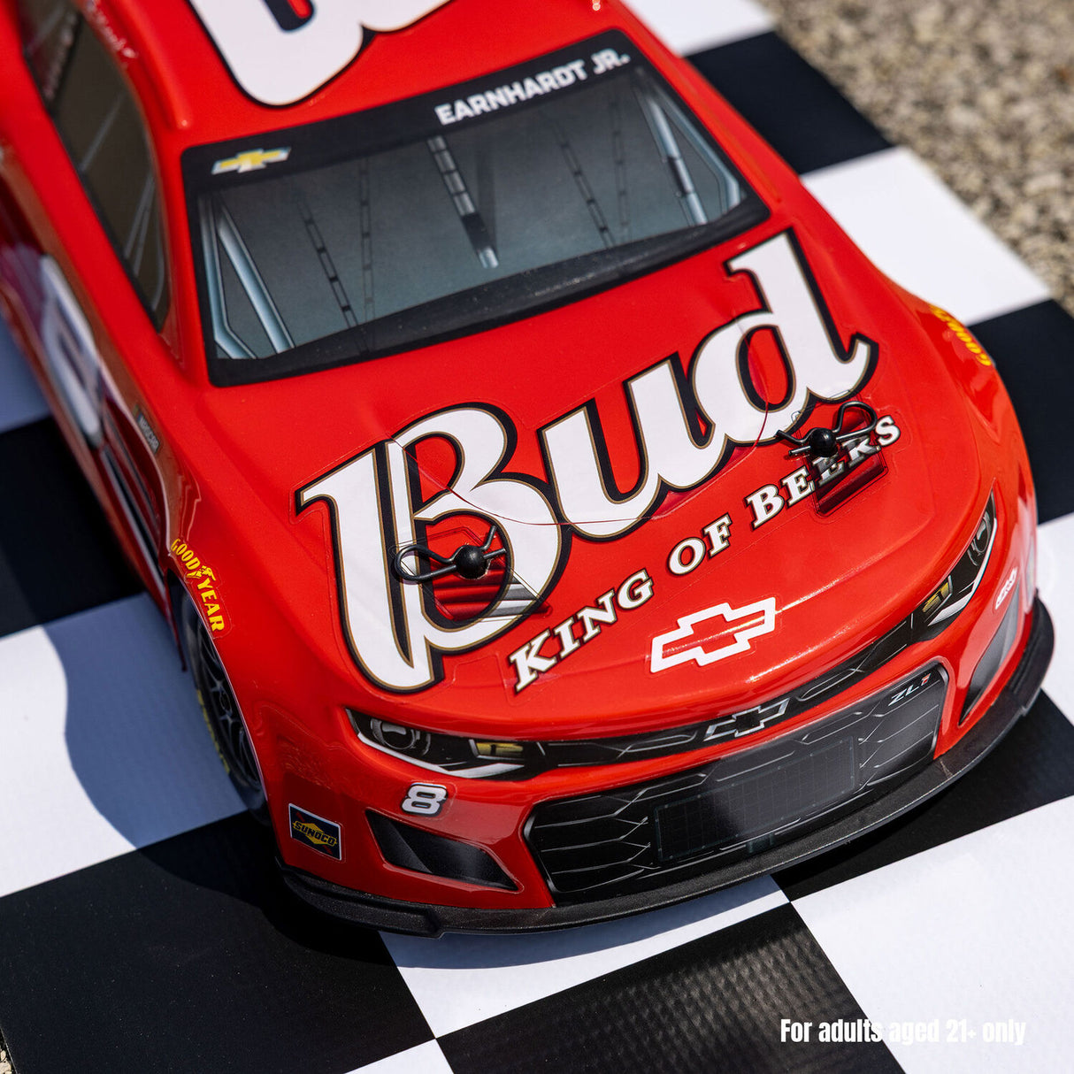 1/12 NASCAR RC Racecar Dale Earnhardt Jr. No. 8 Budweiser Chevrolet ZL1 2S AWD RTR Brushed On-Road (Battery & Charger Included), Red