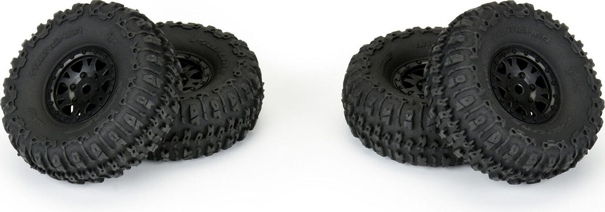 1/24 Trencher F/R 1.0" Tires Mounted 7mm Black Impulse (4): SCX24