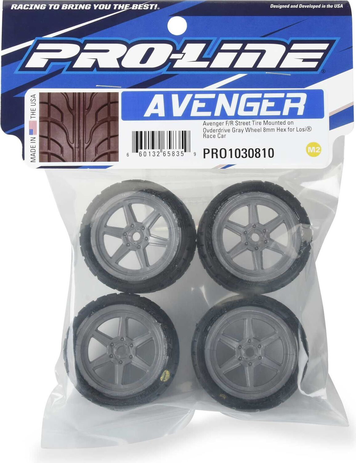 1/12 Avenger Tire Mounted on Overdrive Gray Wheel 8mm Hex (4): Losi Race Car
