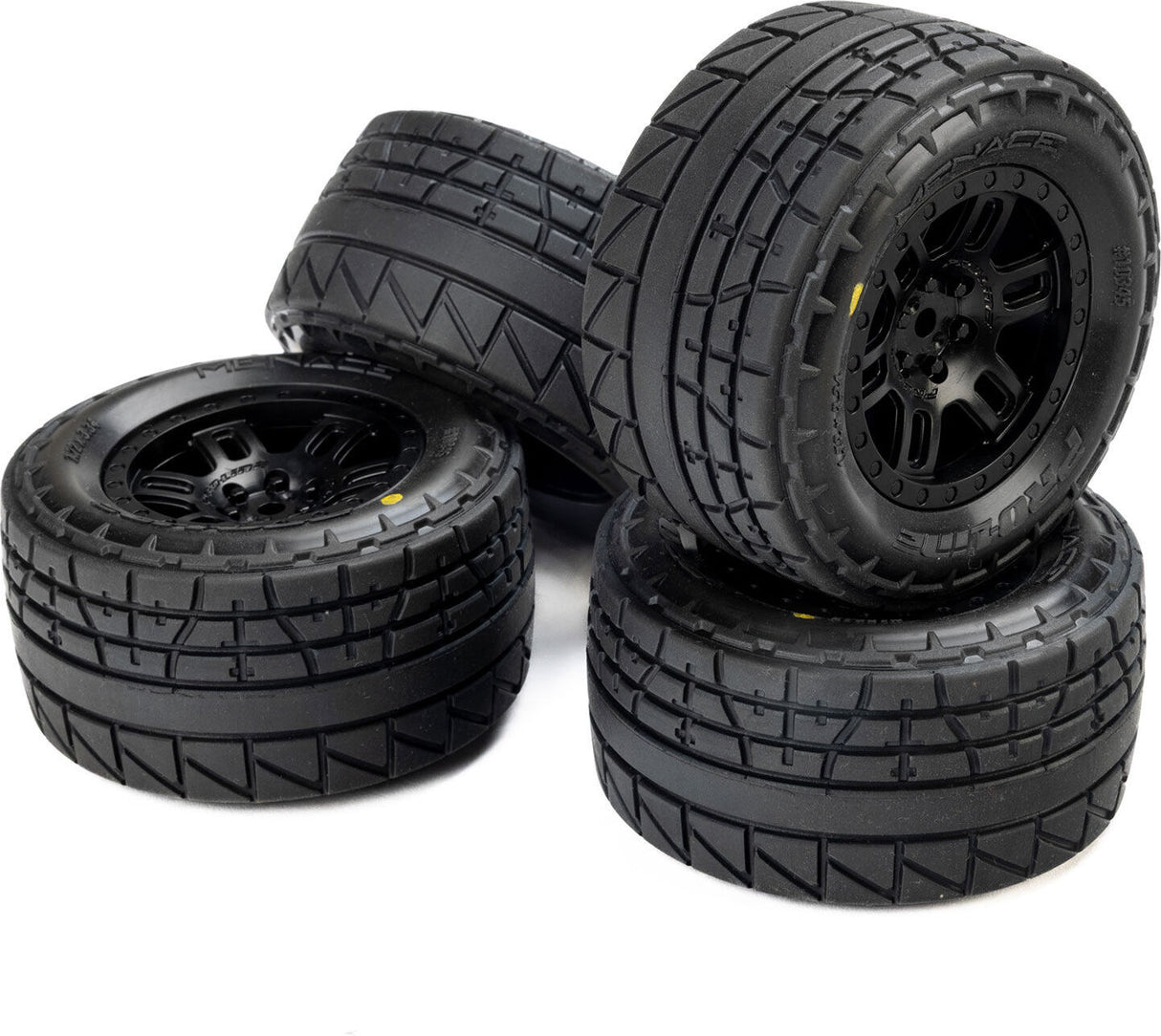 Menace Front/Rear Street Tires Mounted 12mm Black Split Six (2): ARRMA MINI KRATON