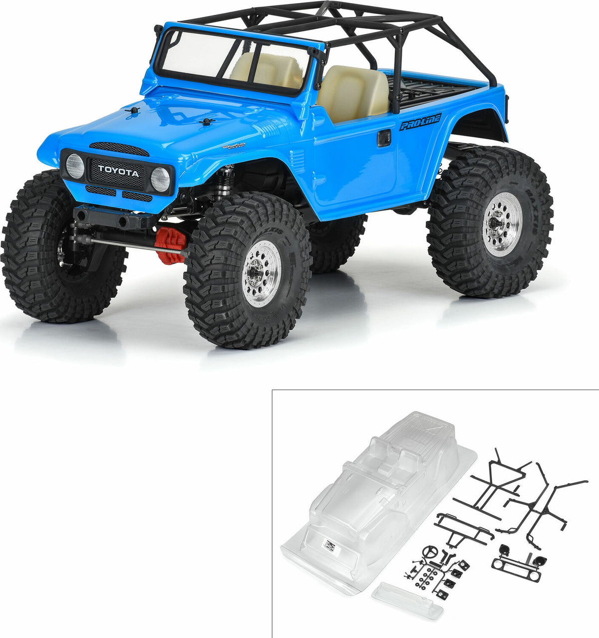 1/10 1979 Toyota Land Cruiser FJ40 Clear Body/Cage 12.3" WB Crawlers