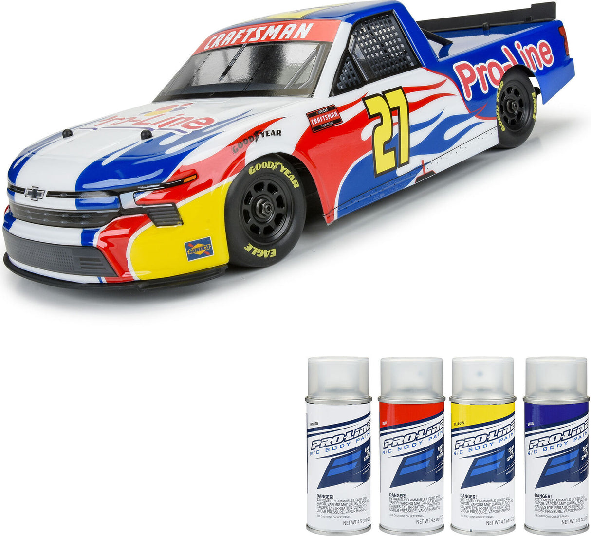 1/12 Pre-Cut 2024 Chevy Silverado Truck Clear Body: Losi NASCAR