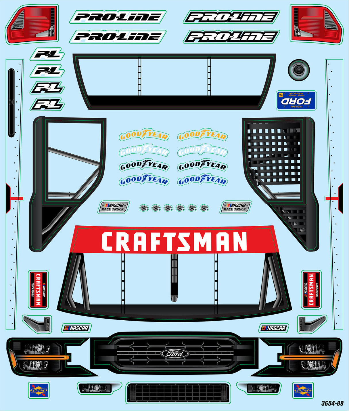 1/12 Pre-Cut 2024 Ford F-150 Truck Clear Body: Losi NASCAR