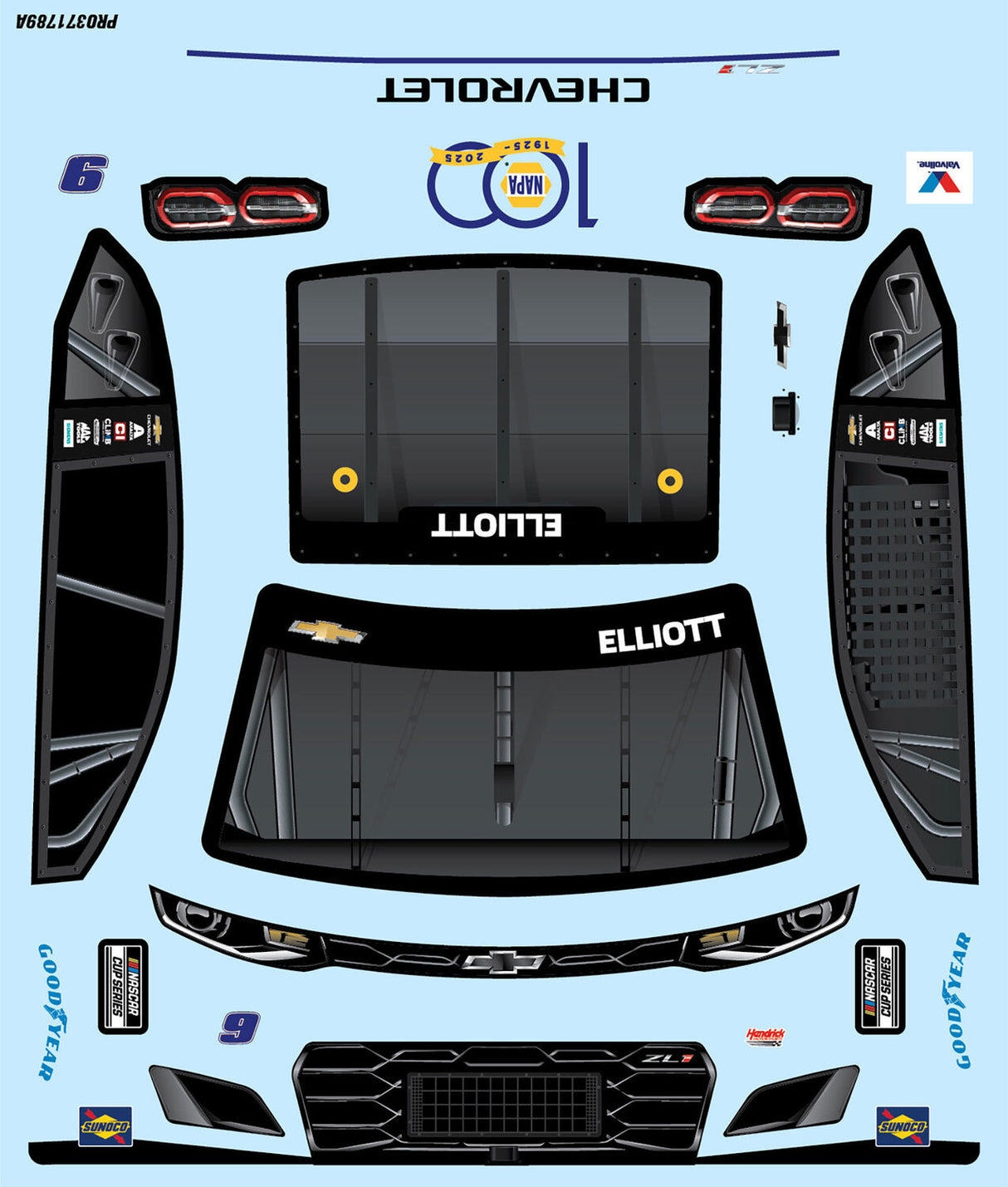 Limited Edition 1/12 Chase Elliott #9 NAPA DIY Clear 2025 Body: Losi NASCAR