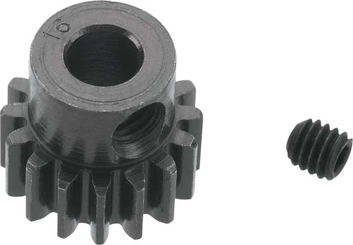 Extra Hard 16 Tooth Blackened Steel 32p Pinion, 5mm
