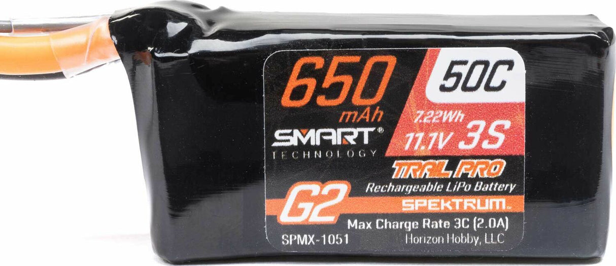 11.1V 650mAh 3S 50C Smart G2 Trail Pro LiPo Battery: IC2