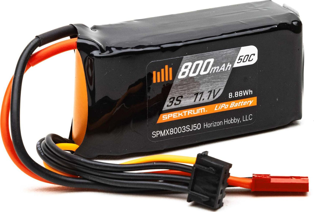 11.1V 800mAh 3S 50C LiPo Battery: JST