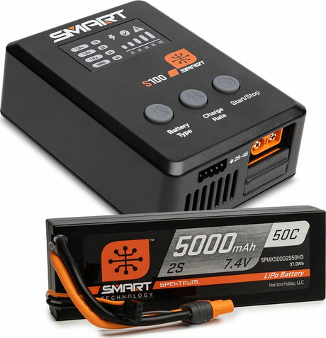 Spektrum Smart 5000mAh LiPo battery and S100 charger — Batteries & Chargers at RC Hobby Pros