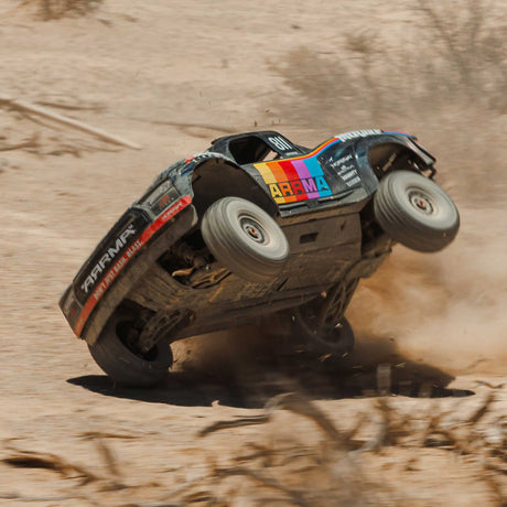 ARRMA MOJAVE 6S V3 Blue — front suspension and dBoots Fortress tires