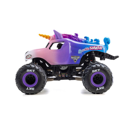 Losi 1/18 Mini LMT Sparkle Smash 4x4 RTR monster truck, side view
