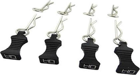 Hot Racing 1/10 Aluminum EZ Pulls w/Body Clips (Black) (4)
