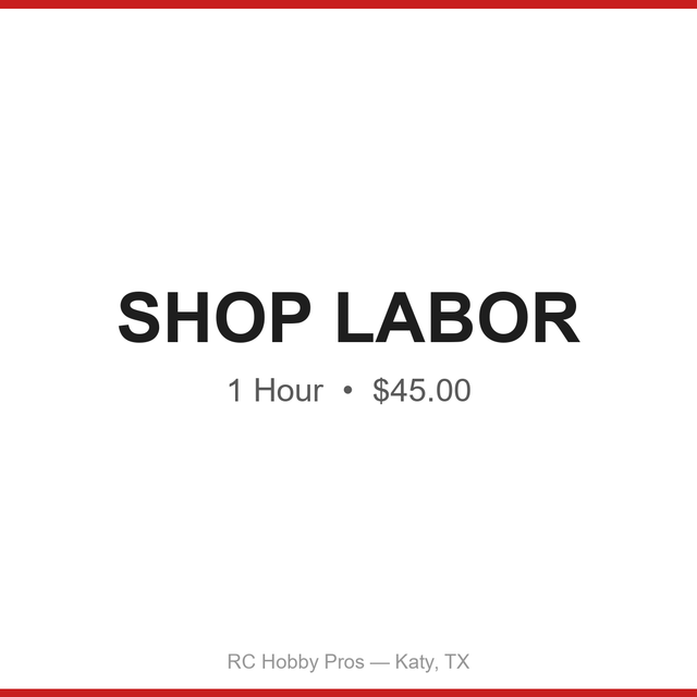 Shop Labor, 1 Hour -- RC Hobby Pros