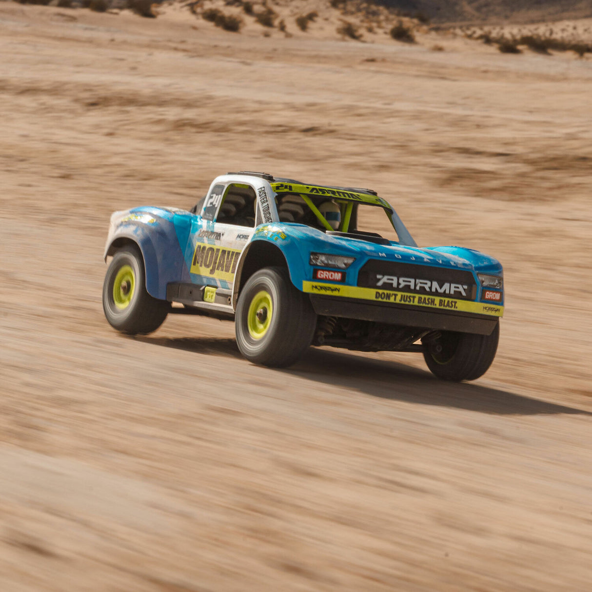 MOJAVE GROM MEGA 380 Brushed 4X4 Small Scale Desert Truck RTR with Battery & Charger, Blue/White