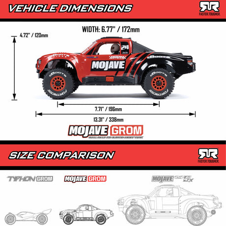 MOJAVE GROM MEGA 380 Brushed 4X4 Small Scale Desert Truck RTR with Battery & Charger, Blue/White