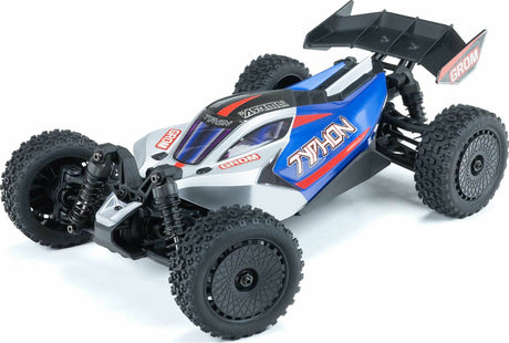 TYPHON GROM MEGA 380 Brushed 4X4 Small Scale Buggy RTR with Battery & Charger, Blue/Silver
