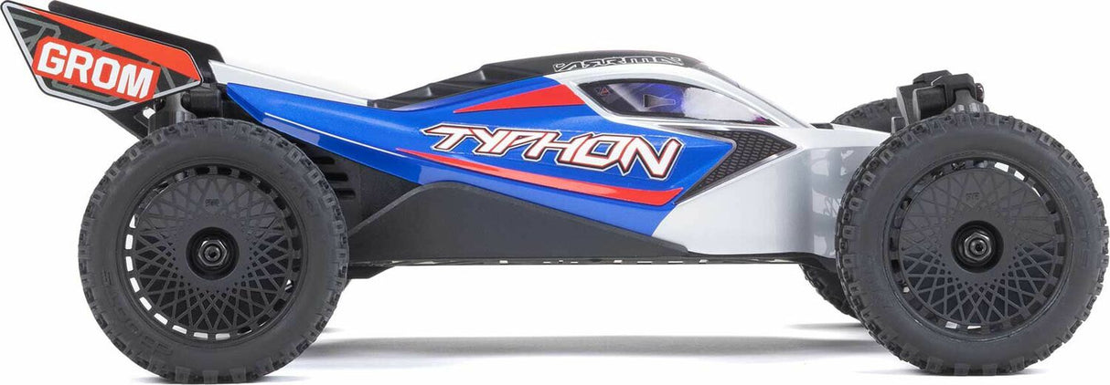 TYPHON GROM MEGA 380 Brushed 4X4 Small Scale Buggy RTR with Battery & Charger, Blue/Silver