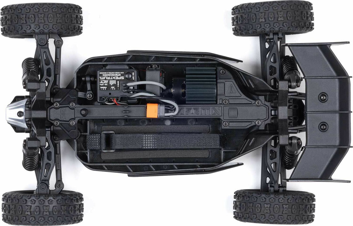 TYPHON GROM MEGA 380 Brushed 4X4 Small Scale Buggy RTR with Battery & Charger, Blue/Silver