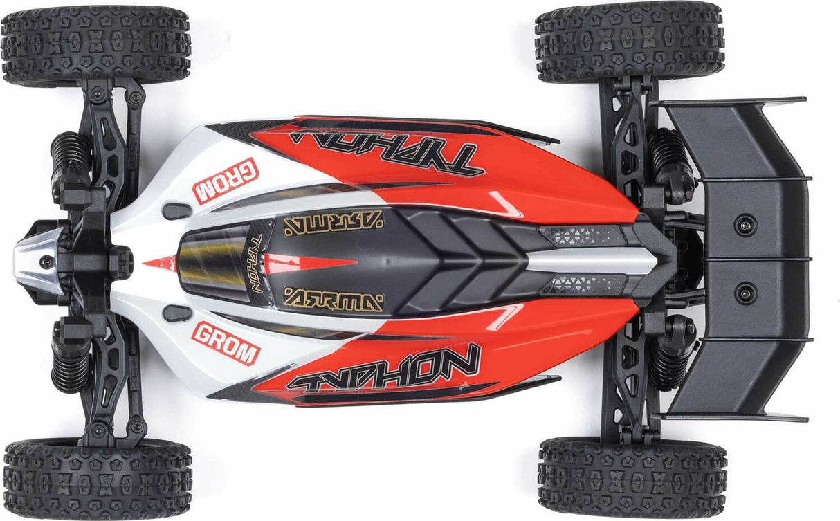 TYPHON GROM MEGA 380 Brushed 4X4 Small Scale Buggy RTR with Battery & Charger, Red/White