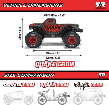 1/16 QUAKE GROM 4X4 RTR Brushed Monster Truck (Battery & Charger Included), Green